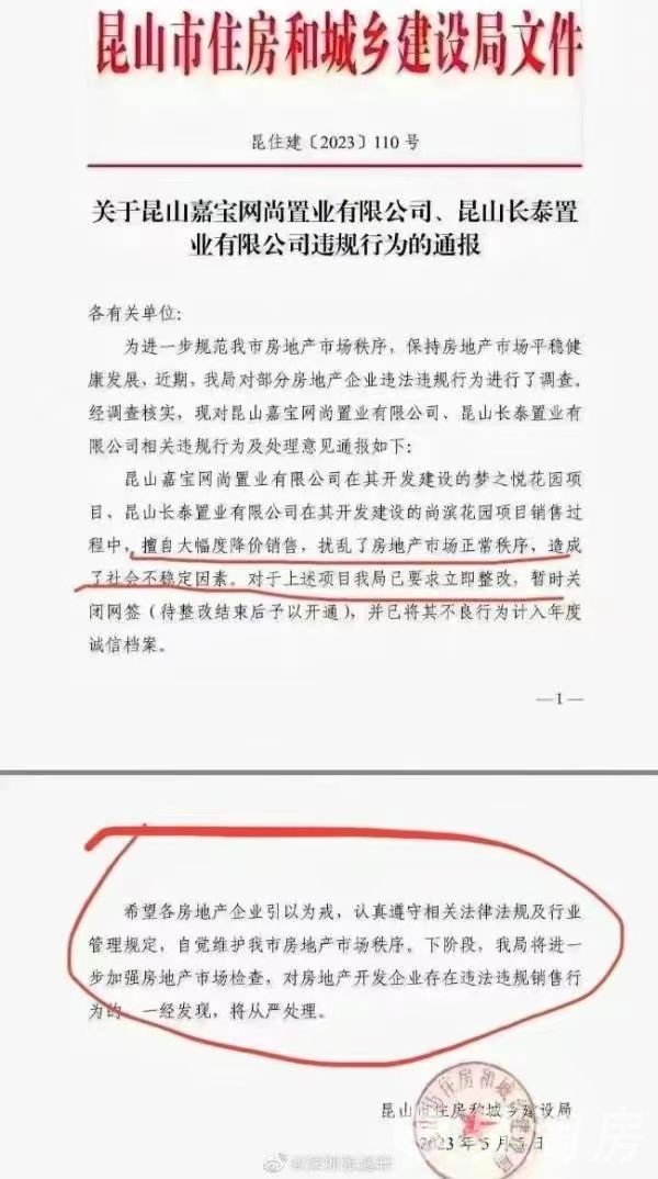 关于昆山嘉宝网尚置业有限公司、昆山长泰置业有限公司违规行为的通报.jpg